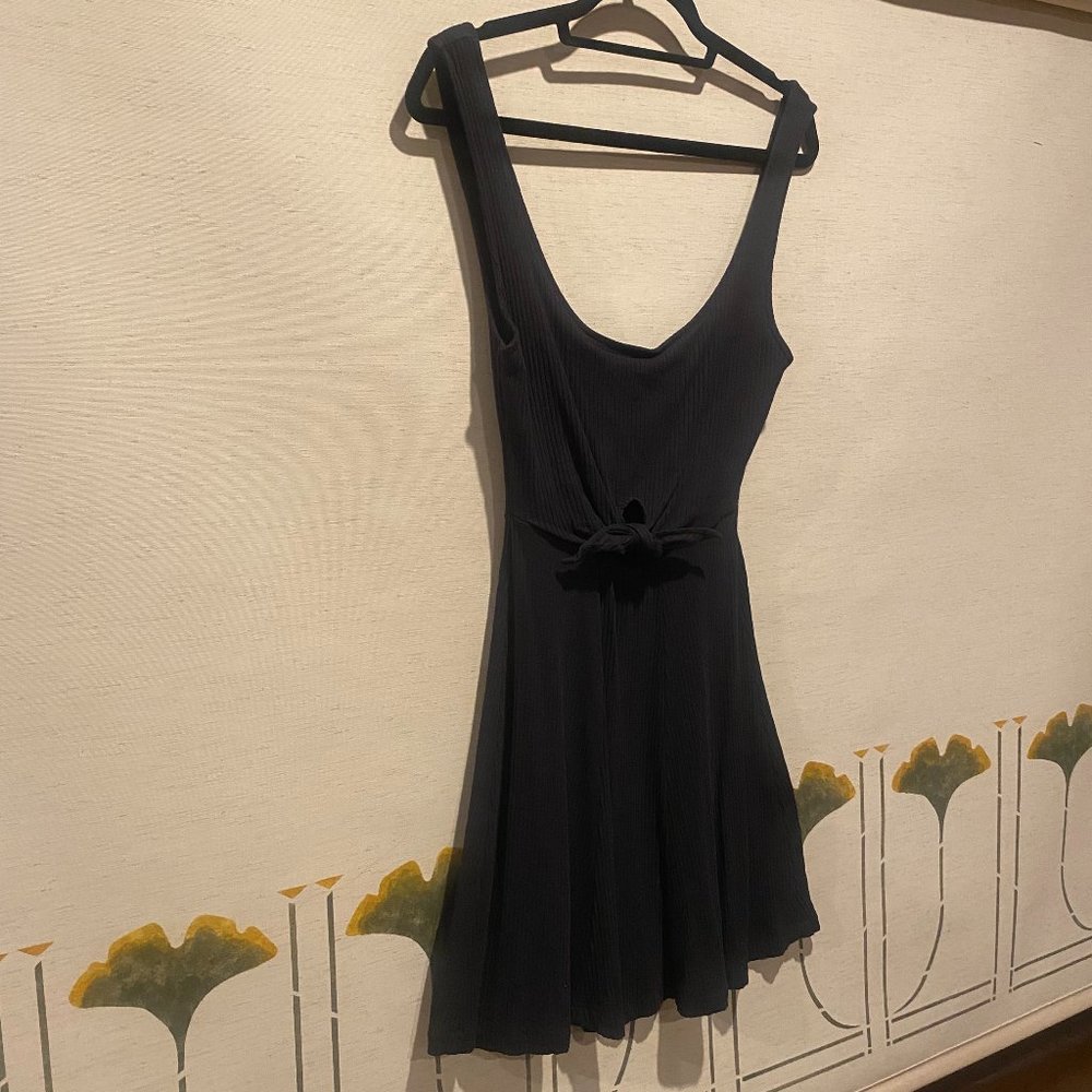 L Space Swimwear Black Swimwear Cutout Ribbed Cover Up Dress, XS